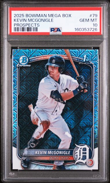 2025 BOWMAN MEGA BOX CHROME PROSPECTS #79 KEVIN MCGONIGLE PSA 10 SC4