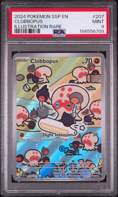 2024 POKEMON SSP EN-SURGING SPARKS #207 CLOBBOPUS ILLUSTRATION RARE PSA 9 SC1