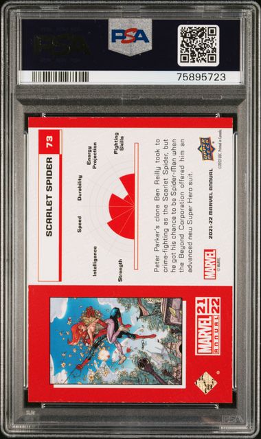 2021 UPPER DECK MARVEL ANNUAL #73 SCARLET SPIDER GOLD LINEARITY PSA 9 SC7