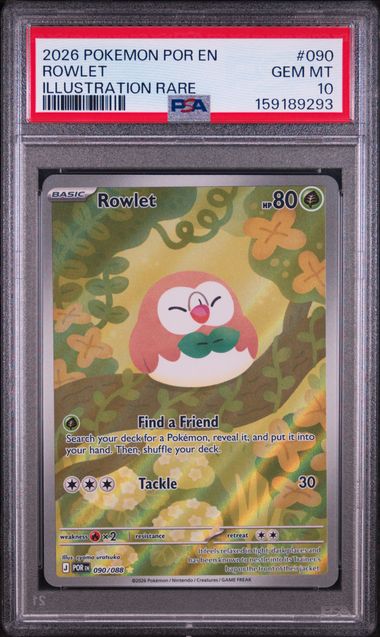 2026 POKEMON POR EN-PERFECT ORDER #090 ROWLET ILLUSTRATION RARE PSA 10 SC1