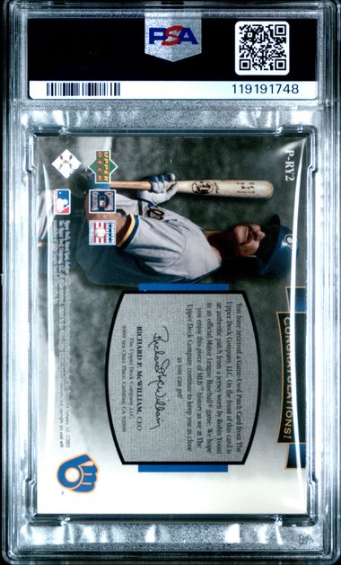 2003 UPPER DECK SWEET SPOT CLASSIC PATCH #P-RY2 ROBIN YOUNT CLASSIC PATCH PSA 7