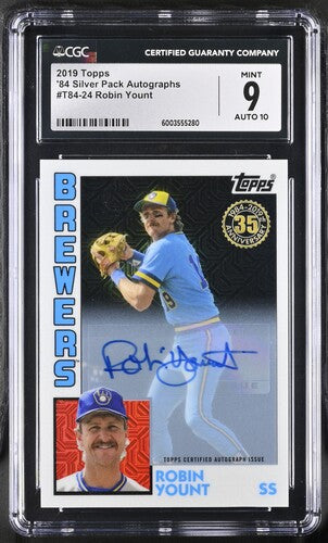 2019 Topps '84 Silver Pack Autographs #T84-24 Robin Yount CGC 9 AUTO 10 SC3