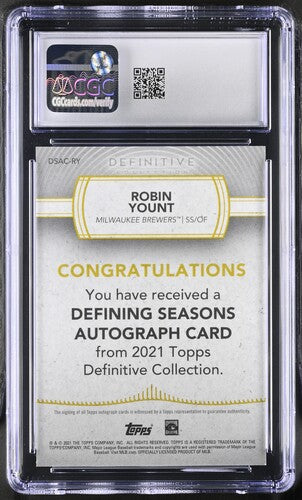 2021 Topps Definitive Collection Defining Season Autographs #DSAC-RY Robin Yount CGC 7 AUTO 9 SC3