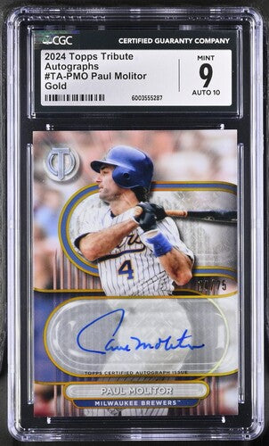 2024 Topps Tribute Autographs #TA-PMO Paul Molitor Gold CGC 9 AUTO 10 SC3
