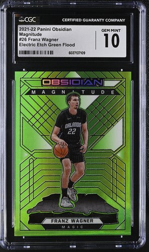 2021-22 Panini Obsidian Magnitude #26 Franz Wagner Electric Etch Green Flood CGC 10 SC5