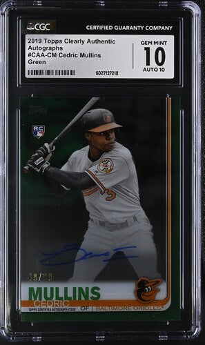 2019 Topps Clearly Authentic Autographs #CAA-CM Cedric Mullins Green CGC 10 AUTO 10 SC4