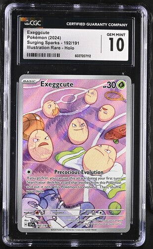 Exeggcute Pokémon 2024 Surging Sparks 192/191 Illustration Rare CGC 10 SC1