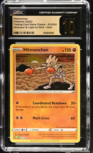 Hitmonchan Pokémon 2023 Trading Card Game Classic 012/034 Venusaur & Lugia ex Deck Holo CGC Pristine 10 SC1