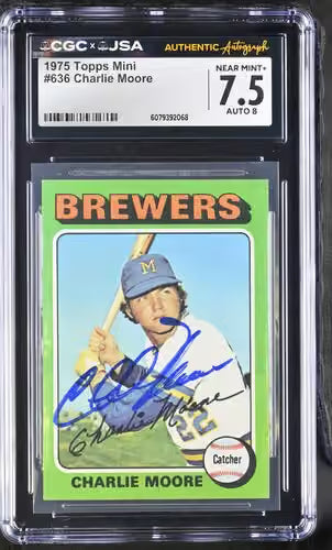 1975 Topps Mini Charlie Moore CGC 7.5 Auto 8