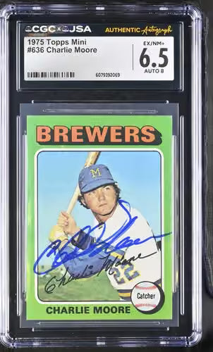 1975 Topps Mini Charlie Moore CGC 6.5 Auto 8