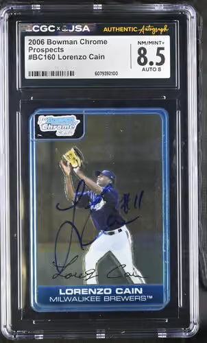 2006 Bowman Chrome Prospects Lorenzo Cain CGC 8.5 Auto 8 Authentic