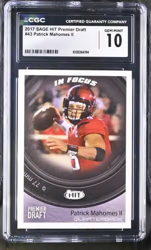 2017 Sage Hit Premier Draft Patrick Mahomes II CGC 10