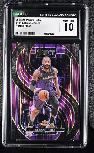 2024-25 Panini Select #111 LeBron James Purple Flash CGC 10 SC5