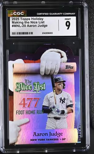 2025 Topps Holiday Making The Nice List Aaron Judge #MNL-20 CGC 9