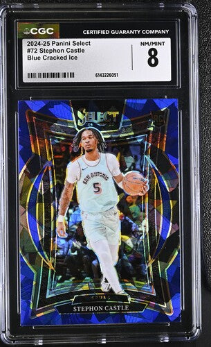 2024-25 Stephon Castle Panini Select Blue Cracked Ice CGC 8