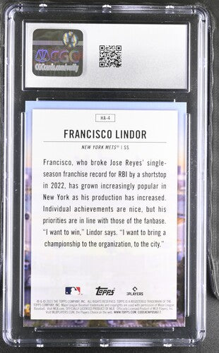 2023 TOPPS HOME FIELD ADVANTAGE #HA-4 FRANCISCO LINDOR CGC 10 SC4