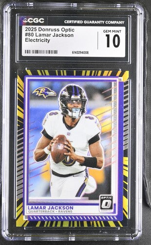 2025 Donruss Optic #80 Lamar Jackson Electricity CGC 10 SC2