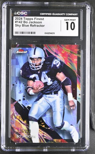2024 Topps Finest #142 Bo Jackson Sky Blue Refractor CGC 10 SC2
