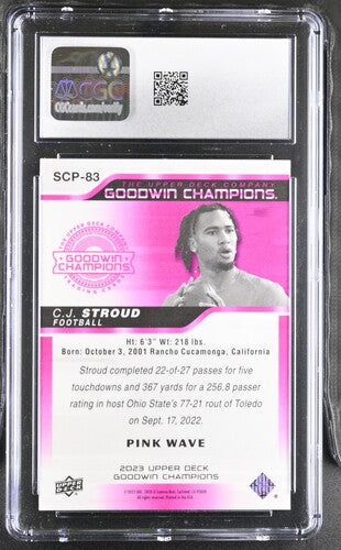 2023 Upper Deck Goodwin Champions Splash of Color Platinum SCP-83 C.J. Stroud Pink Wave CGC 10 SC2
