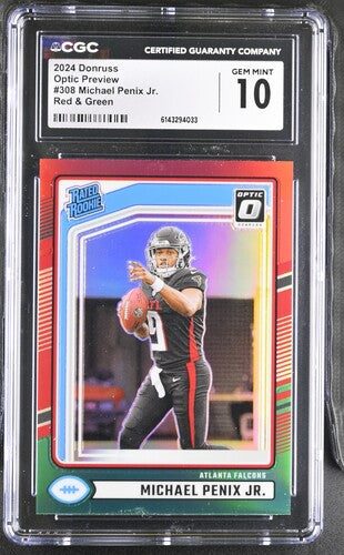 2024 Donruss Optic Preview #308 Michael Penix Jr. Red & Green CGC 10 Sc2