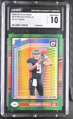 2024 Donruss Optic #279 Michael Penix Jr. Green Hyper CGC 10 SC2