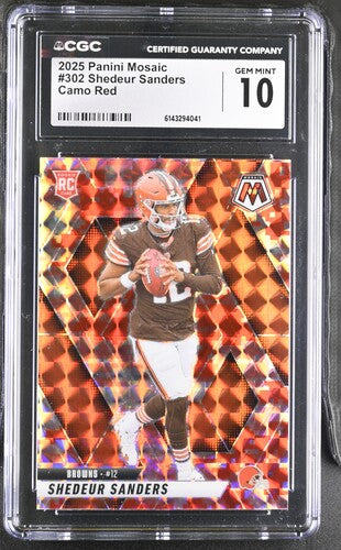 2025 PANINI MOSAIC #302 SHEDUR SANDERS CAMO RED CGC 10 SC2