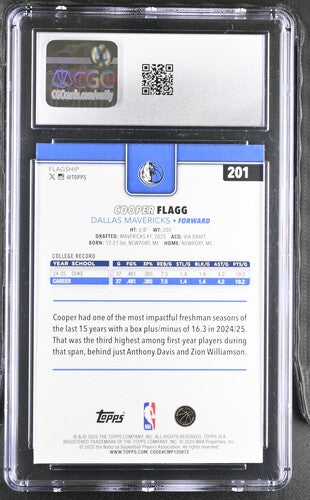 2025-26 TOPPS #201 COOPER FLAGG CGC 8.5 SC5