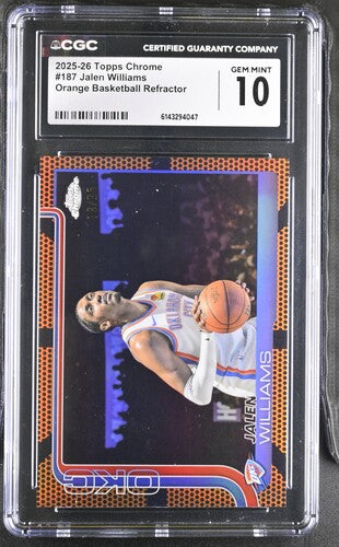 2025-26 Topps Chrome #187 Jalen Williams Orange Basketball Refractor CGC 10 SC5