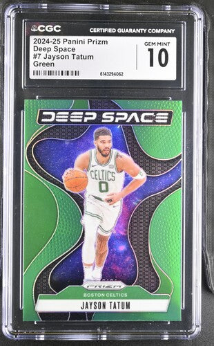 2024-25 PANINI PRIZM DEEP SPACE #7 JAYSON TATUM GREEN CGC 10 SC5