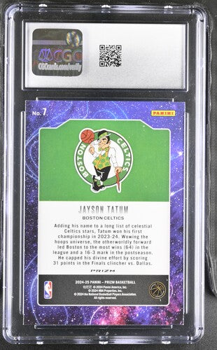 2024-25 PANINI PRIZM DEEP SPACE #7 JAYSON TATUM GREEN CGC 10 SC5