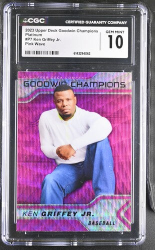 2023 UPPER DECK GOODWIN CHAMPIONS PLATINUM #P7 KEN GRIFFEY JR. PINK WAVE CGC 10 SC4