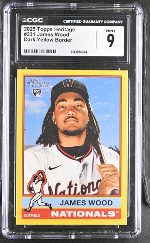 2025 TOPPS HERITAGE #231 JAMES WOOD DARK YELLOW BORDER CGC 9 SC4