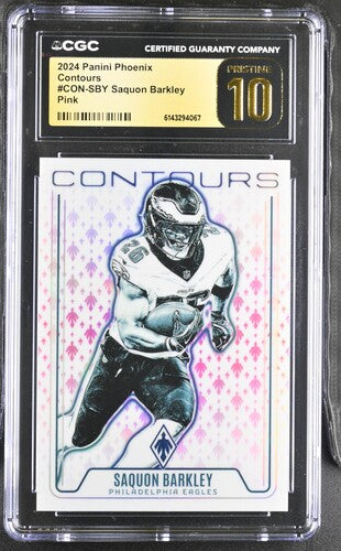 2024 Panini Phoenix Contours #CON-SBY Saquon Barkley Pink CGC Pristine 10 SC2