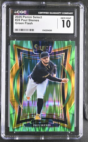 2025 PANII SELECT #28 PAUL SKENES GREEN FLASH CGC 10 SC4