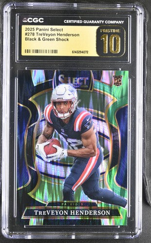 2025 PANINI SELECT #278 TREVEYON HENDERSON BLACK & GREEN SHOCK CGC PRISTINE 10 SC2