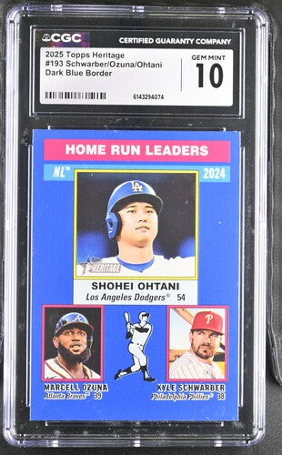 2025 Topps Heritage #193 Schwarber/Ozuna/Ohtani Dark Blue Border CGC 10 SC4