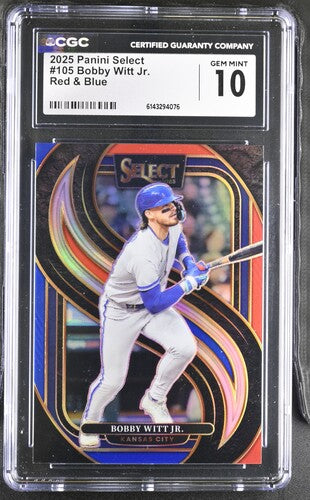 2025 Panini Select #105 Bobby Witt Jr. Red & Blue CGC 10 SC4