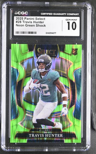 2025 Panini Select #28 Travis Hunter Neon Green Shock CGC 10 SC2