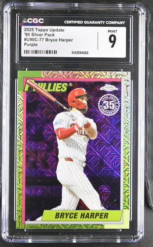 2025 Topps Update '90 Silver Pack #U90C-77 Bryce Harper Purple CGC 9 SC4