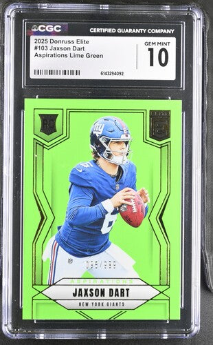 2025 Donruss Elite #103 Jaxson Dart Aspirations Lime Green CGC 10 SC2
