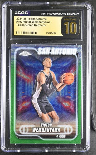 2024-25 Topps Chrome #193 Victor Wembanyama Topps Green Refractor CGC Pristine 10 SC5
