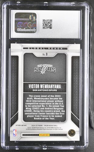 2024 Panini Prizm Global Reach Victor Wembanyama Green CGC 10 SC5