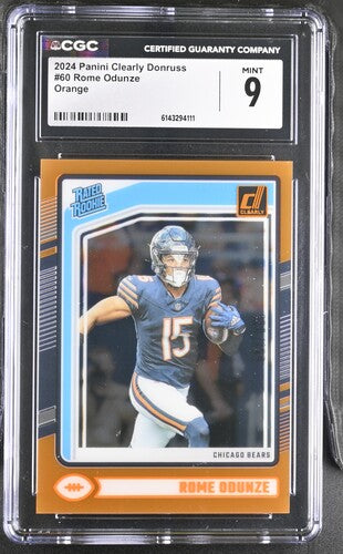 2024 Panini Clearly Donruss #60 Rome Odunze Orange CGC 9 SC2