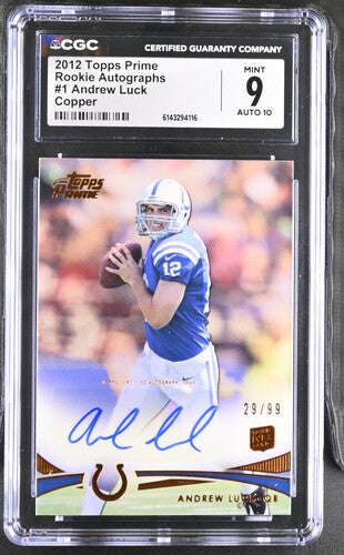 2012 Topps Prime Rookie Autographs 31 Andrew Luck Copper CGC 9 AUTO 10 SC2