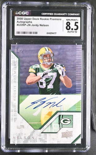 2008 Upper Deck Rookie Premiere Autographs #UDRP-JN Jordy Nelson CGC 8.5 AUTO 10 SC2