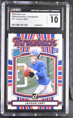 2025 Donruss Rated Rookies Throwback #41 Jaxson Dart CGC 10 SC2