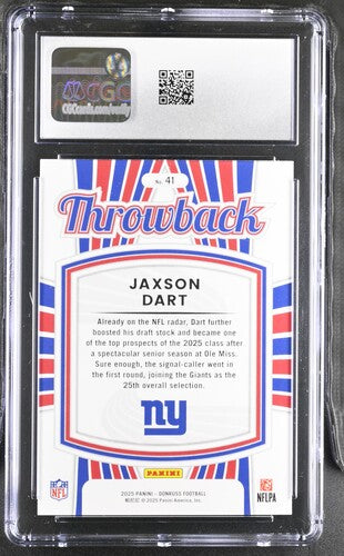 2025 Donruss Rated Rookies Throwback #41 Jaxson Dart CGC 10 SC2