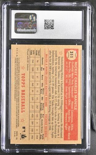 2006 Topps '52 #311 Mickey Mantle Black CGC 8.5 SC4