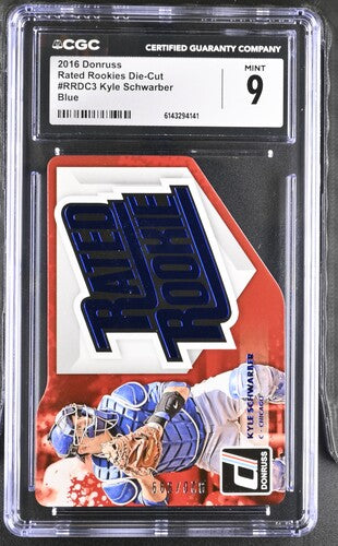 2016 Panini Donruss Rated Rookies Die-Cut #RRDC3 Kyle Schwarber Blue CGC 9 SC4