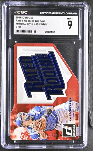 2016 Donruss Rated Rookies Die-Cut #RRDC3 Kyle Schwarber Blue CGC 9 SC4